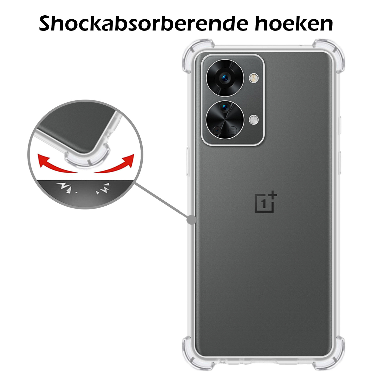 Nomfy Hoesje Geschikt voor OnePlus Nord 2T Hoesje Shock Proof Cover Case Shockproof - Hoes Geschikt voor OnePlus Nord 2T Hoes Siliconen Back Case - Transparant - 2 PACK