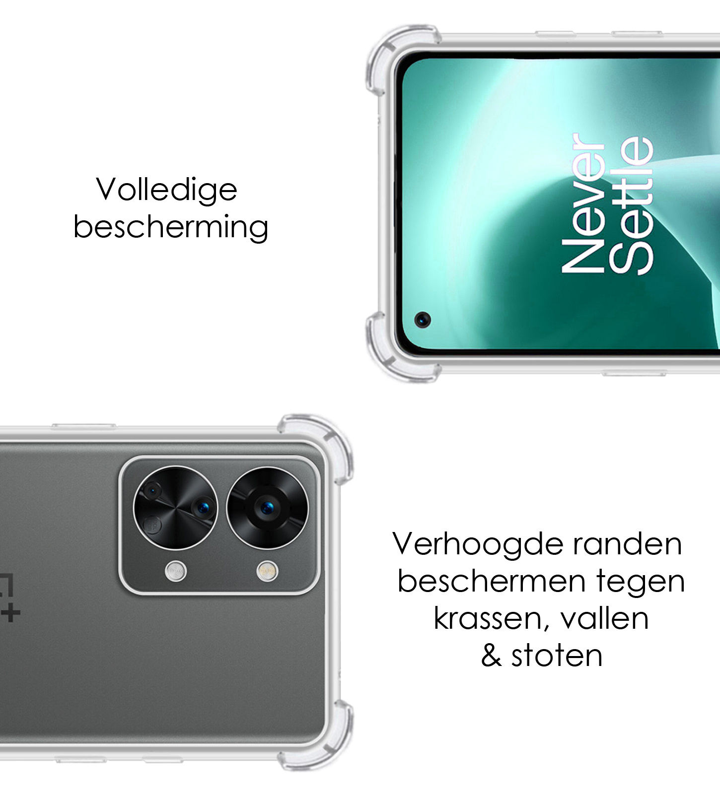 NoXx Hoes Geschikt voor OnePlus Nord 2T Hoesje Siliconen Cover Shock Proof Back Case Shockproof Hoes - Transparant