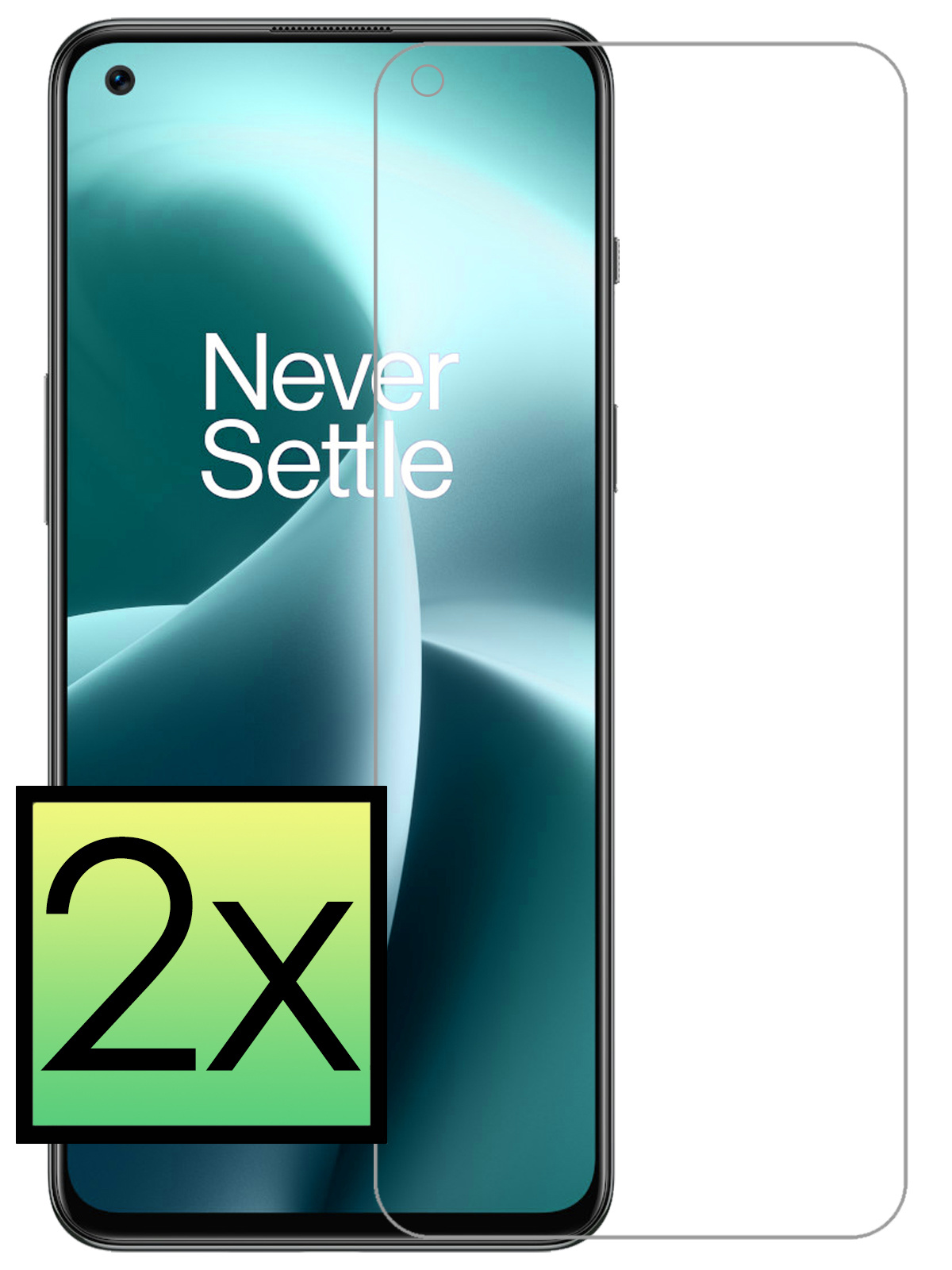 NoXx Screenprotector Geschikt voor OnePlus Nord 2T Screenprotector Tempered Glass Gehard Glas Beschermglas - 2x