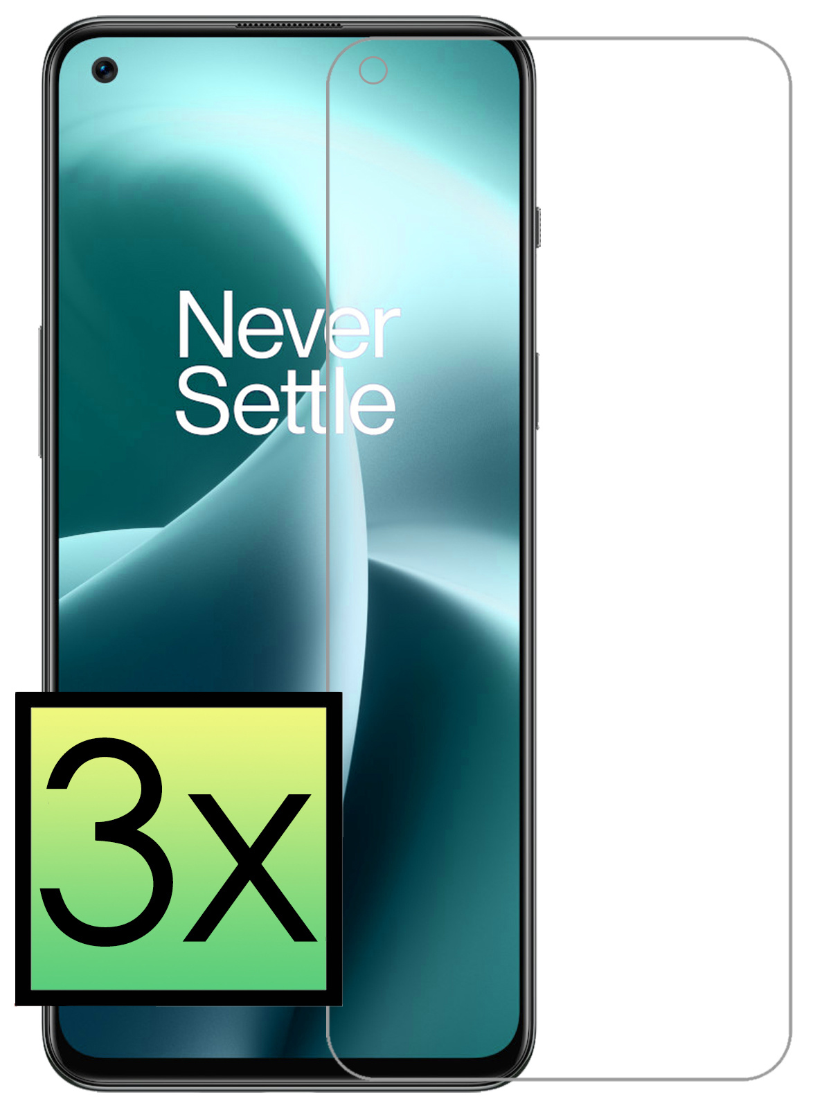 NoXx Screenprotector Geschikt voor OnePlus Nord 2T Screenprotector Tempered Glass Gehard Glas Beschermglas - 3x