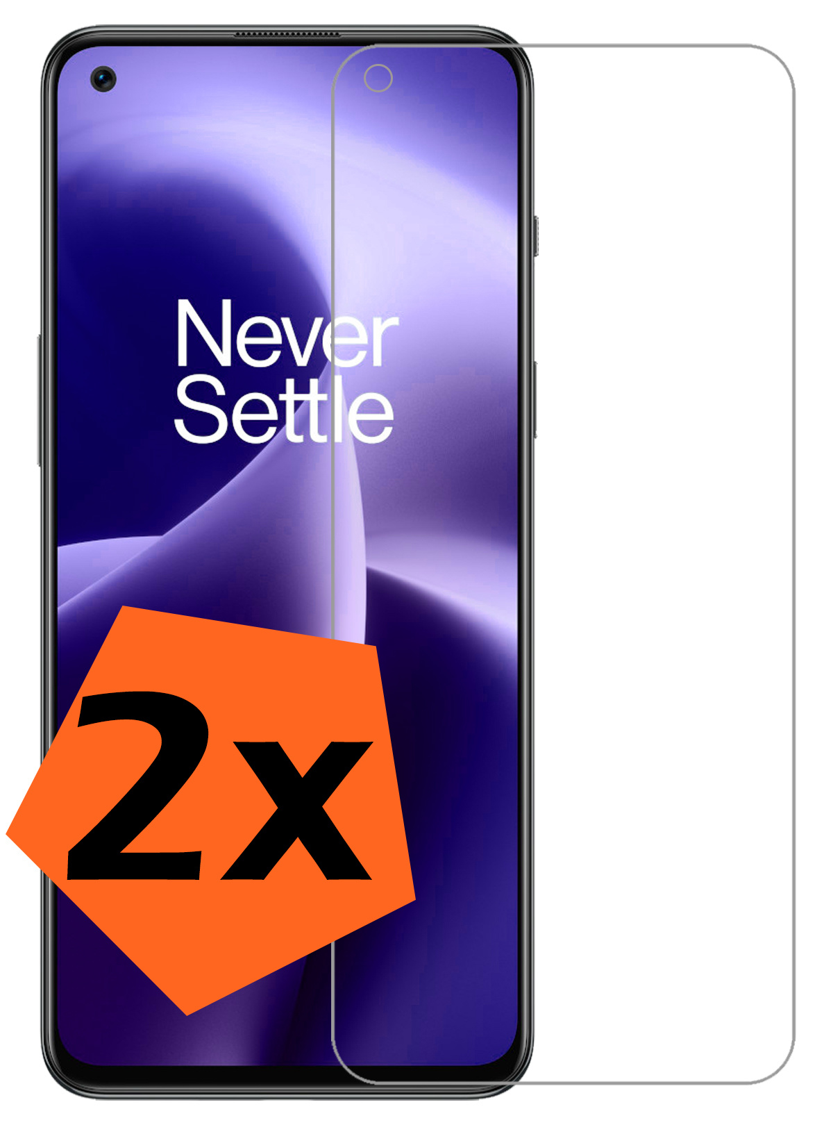 OnePlus Nord 2T Screenprotector Bescherm Glas Tempered Glass - OnePlus Nord 2T Screen Protector - 2x