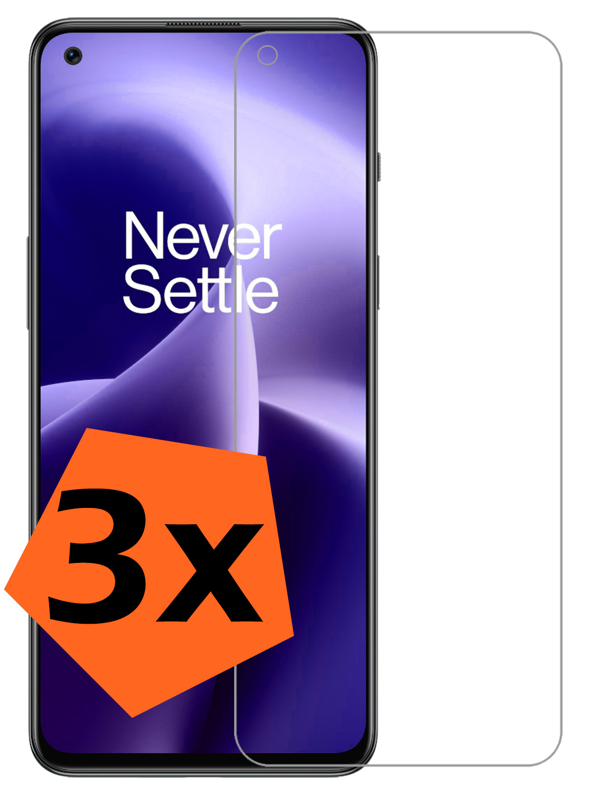 Nomfy Screenprotector Geschikt voor OnePlus Nord 2T Screenprotector Bescherm Glas Tempered Glass - Screenprotector Geschikt voor OnePlus Nord 2T Screen Protector - 3 PACK