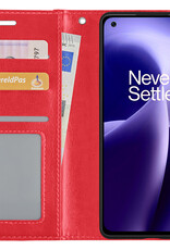 Nomfy Hoesje Geschikt voor OnePlus Nord 2T Hoes Bookcase Flipcase Book Cover - Hoes Geschikt voor OnePlus Nord 2T Hoesje Book Case - Rood