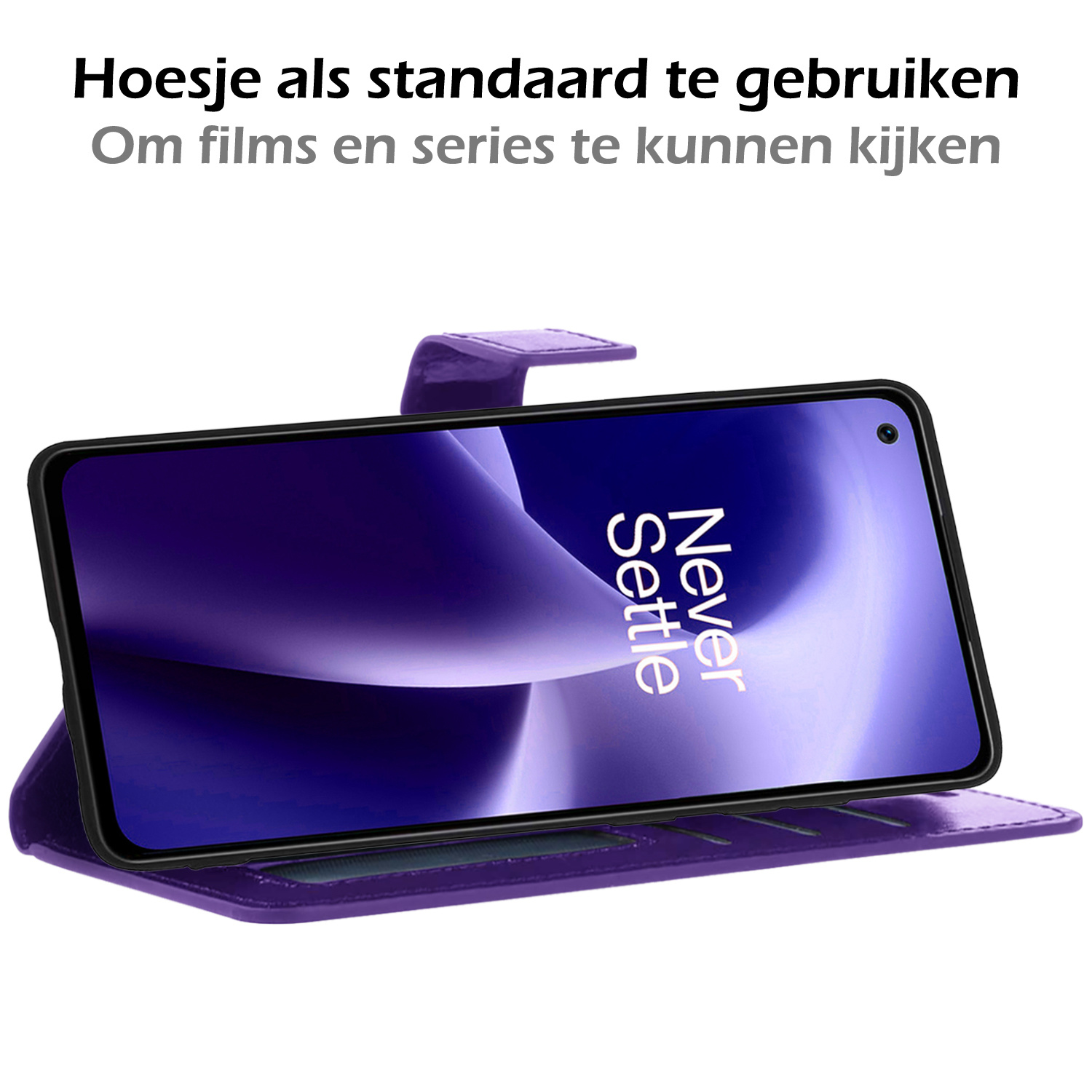 Nomfy Hoesje Geschikt voor OnePlus Nord 2T Hoes Bookcase Flipcase Book Cover - Hoes Geschikt voor OnePlus Nord 2T Hoesje Book Case - Paars