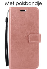 NoXx Hoes Geschikt voor OnePlus Nord 2T Hoesje Book Case Hoes Flip Cover Wallet Bookcase - Rosé goud