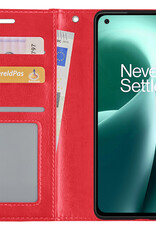 NoXx Hoes Geschikt voor OnePlus Nord 2T Hoesje Book Case Hoes Flip Cover Wallet Bookcase - Rood