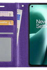 NoXx Hoes Geschikt voor OnePlus Nord 2T Hoesje Book Case Hoes Flip Cover Wallet Bookcase - Paars