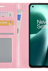 NoXx Hoes Geschikt voor OnePlus Nord 2T Hoesje Book Case Hoes Flip Cover Wallet Bookcase - Lichtroze