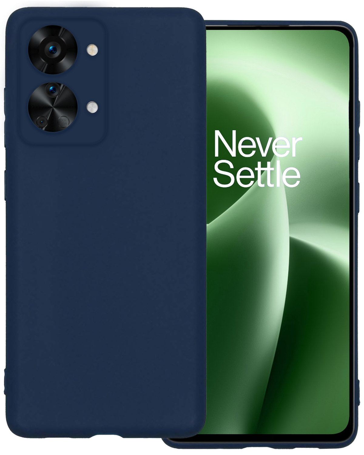 BASEY. Hoes Geschikt voor OnePlus Nord 2T Hoesje Siliconen Back Cover Case - Hoesje Geschikt voor OnePlus Nord 2T Hoes Cover Hoesje - Donkerblauw