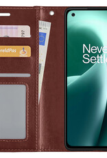 NoXx Hoes Geschikt voor OnePlus Nord 2T Hoesje Book Case Hoes Flip Cover Wallet Bookcase - Bruin