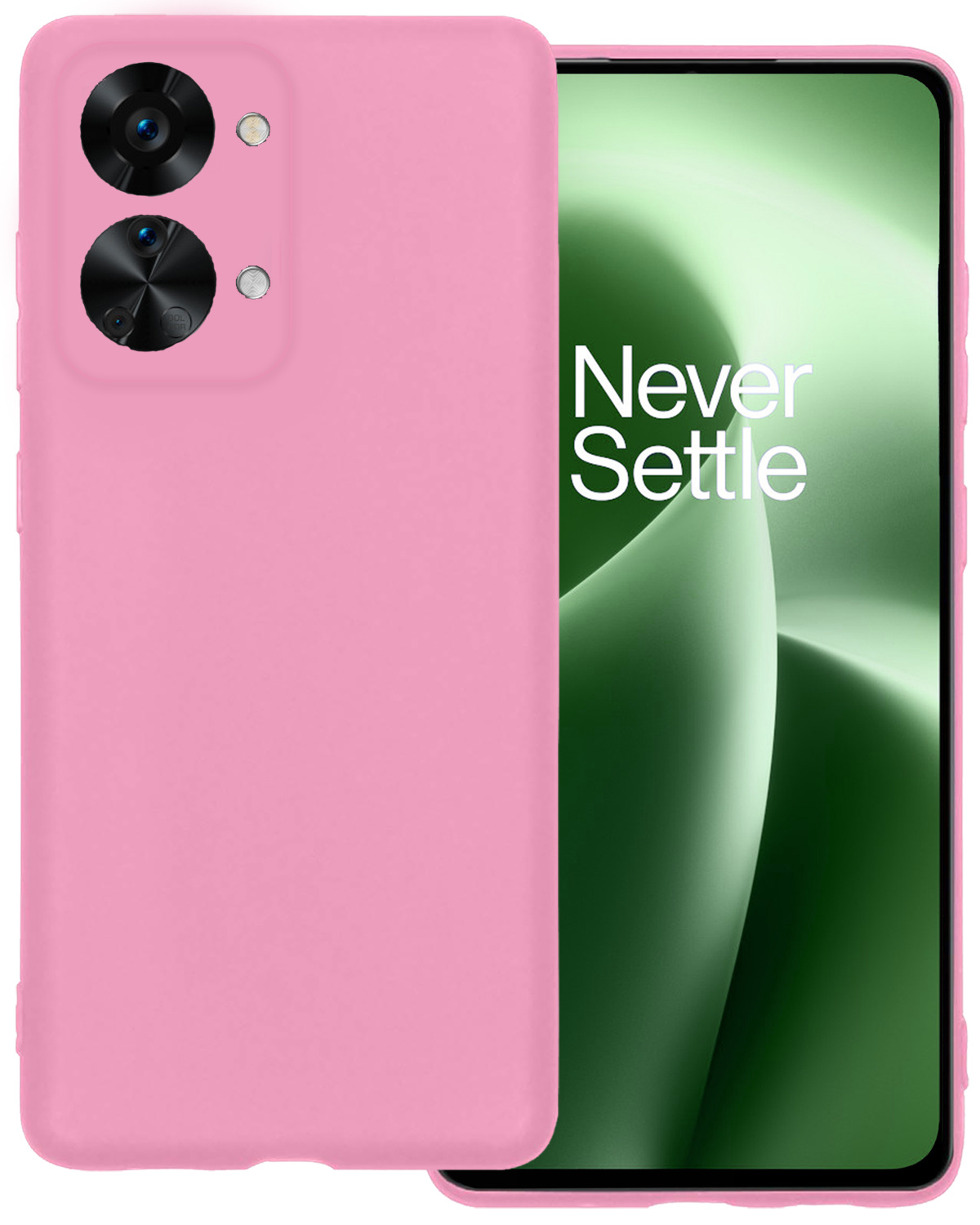 BASEY. Hoes Geschikt voor OnePlus Nord 2T Hoesje Siliconen Back Cover Case - Hoesje Geschikt voor OnePlus Nord 2T Hoes Cover Hoesje - Lichtroze