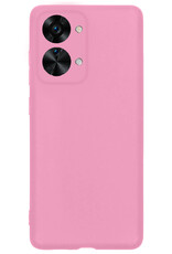 BASEY. Hoes Geschikt voor OnePlus Nord 2T Hoesje Siliconen Back Cover Case - Hoesje Geschikt voor OnePlus Nord 2T Hoes Cover Hoesje - Lichtroze