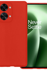 BASEY. Hoes Geschikt voor OnePlus Nord 2T Hoesje Siliconen Back Cover Case - Hoesje Geschikt voor OnePlus Nord 2T Hoes Cover Hoesje - Rood