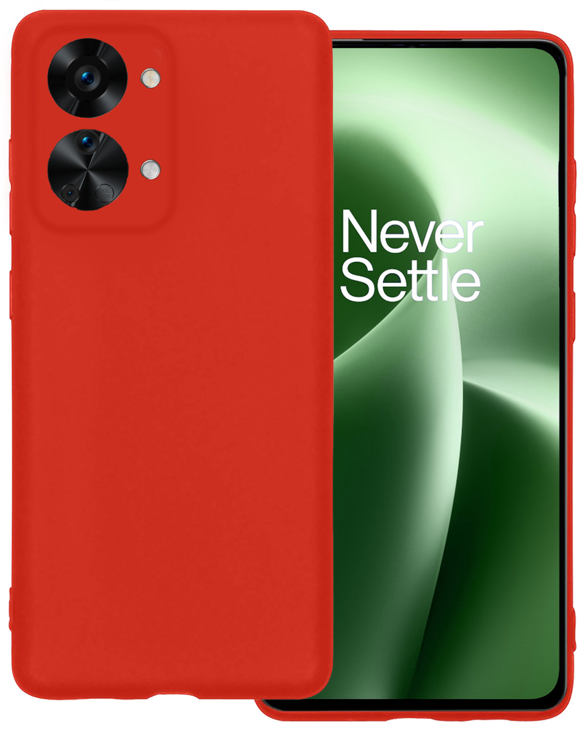 BASEY. Hoes Geschikt voor OnePlus Nord 2T Hoesje Siliconen Back Cover Case - Hoesje Geschikt voor OnePlus Nord 2T Hoes Cover Hoesje - Rood
