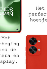 BASEY. Hoes Geschikt voor OnePlus Nord 2T Hoesje Siliconen Back Cover Case - Hoesje Geschikt voor OnePlus Nord 2T Hoes Cover Hoesje - Rood