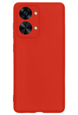 BASEY. Hoes Geschikt voor OnePlus Nord 2T Hoesje Siliconen Back Cover Case - Hoesje Geschikt voor OnePlus Nord 2T Hoes Cover Hoesje - Rood