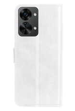 BASEY. Hoes Geschikt voor OnePlus Nord 2T Hoesje Bookcase Hoes Flip Case Book Cover - Hoesje Geschikt voor OnePlus Nord 2T Hoes Book Case Hoesje - Wit
