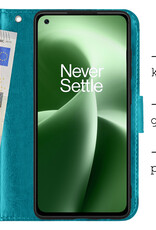 BASEY. Hoes Geschikt voor OnePlus Nord 2T Hoesje Bookcase Hoes Flip Case Book Cover - Hoesje Geschikt voor OnePlus Nord 2T Hoes Book Case Hoesje - Turquoise