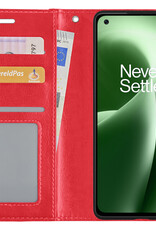 BASEY. Hoes Geschikt voor OnePlus Nord 2T Hoesje Bookcase Hoes Flip Case Book Cover - Hoesje Geschikt voor OnePlus Nord 2T Hoes Book Case Hoesje - Rood