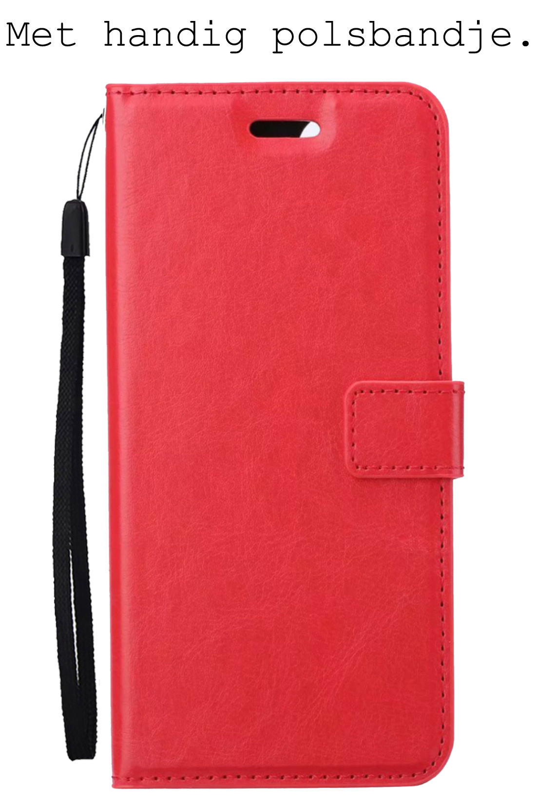 BASEY. Hoes Geschikt voor OnePlus Nord 2T Hoesje Bookcase Hoes Flip Case Book Cover - Hoesje Geschikt voor OnePlus Nord 2T Hoes Book Case Hoesje - Rood