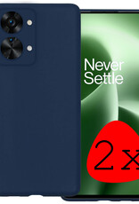 BASEY. Hoes Geschikt voor OnePlus Nord 2T Hoesje Siliconen Back Cover Case - Hoesje Geschikt voor OnePlus Nord 2T Hoes Cover Hoesje - Donkerblauw - 2 Stuks