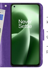 BASEY. Hoes Geschikt voor OnePlus Nord 2T Hoesje Bookcase Hoes Flip Case Book Cover - Hoesje Geschikt voor OnePlus Nord 2T Hoes Book Case Hoesje - Paars