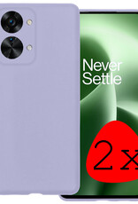 BASEY. Hoes Geschikt voor OnePlus Nord 2T Hoesje Siliconen Back Cover Case - Hoesje Geschikt voor OnePlus Nord 2T Hoes Cover Hoesje - Lila - 2 Stuks