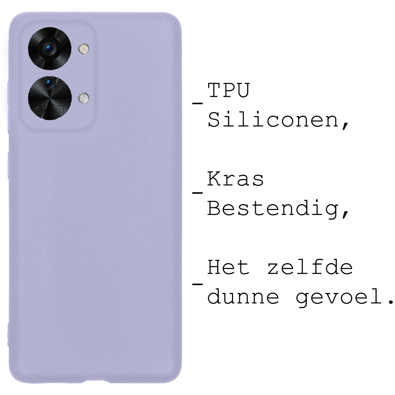 BASEY. Hoes Geschikt voor OnePlus Nord 2T Hoesje Siliconen Back Cover Case - Hoesje Geschikt voor OnePlus Nord 2T Hoes Cover Hoesje - Lila - 2 Stuks