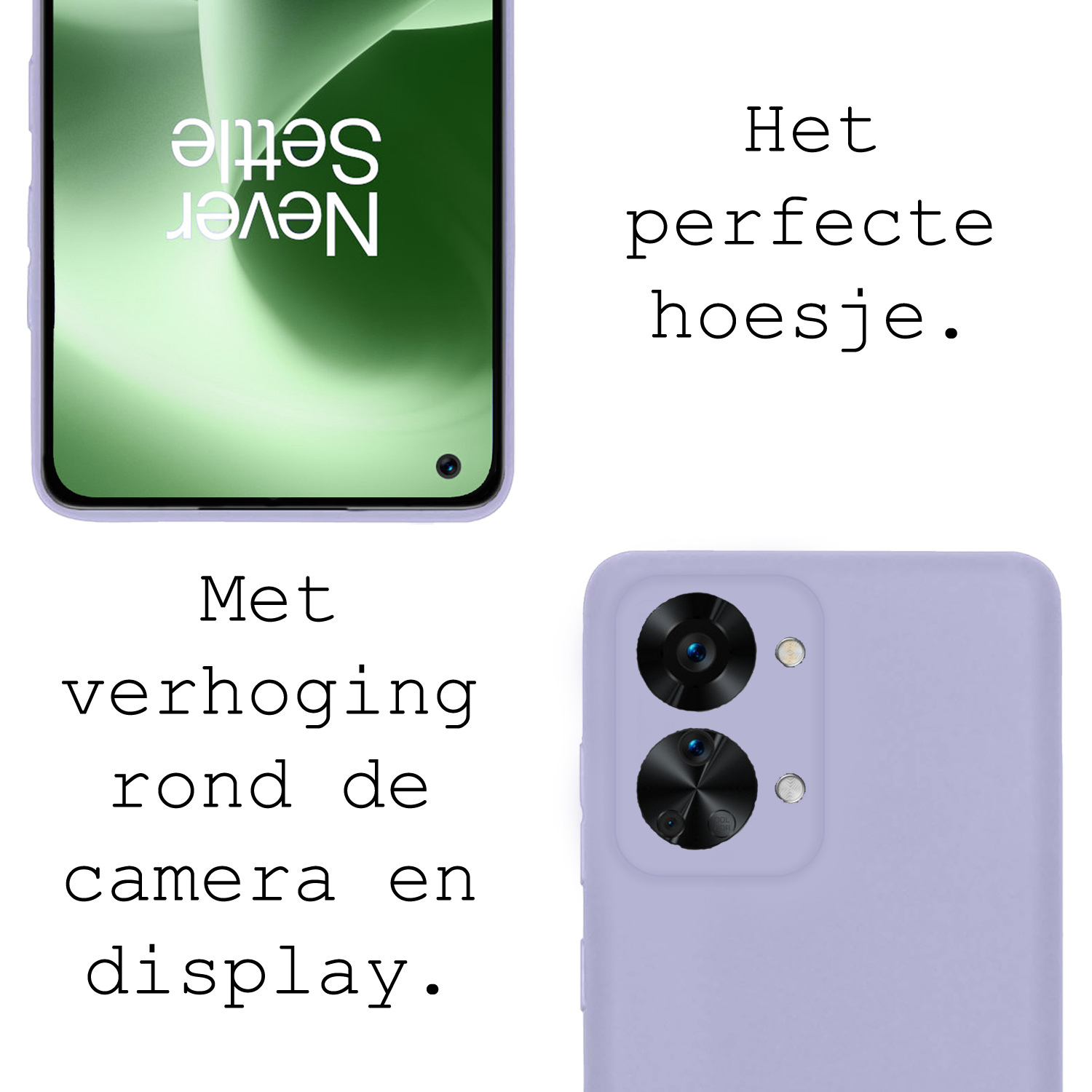 BASEY. Hoes Geschikt voor OnePlus Nord 2T Hoesje Siliconen Back Cover Case - Hoesje Geschikt voor OnePlus Nord 2T Hoes Cover Hoesje - Lila - 2 Stuks