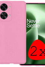 BASEY. Hoes Geschikt voor OnePlus Nord 2T Hoesje Siliconen Back Cover Case - Hoesje Geschikt voor OnePlus Nord 2T Hoes Cover Hoesje - Lichtroze - 2 Stuks