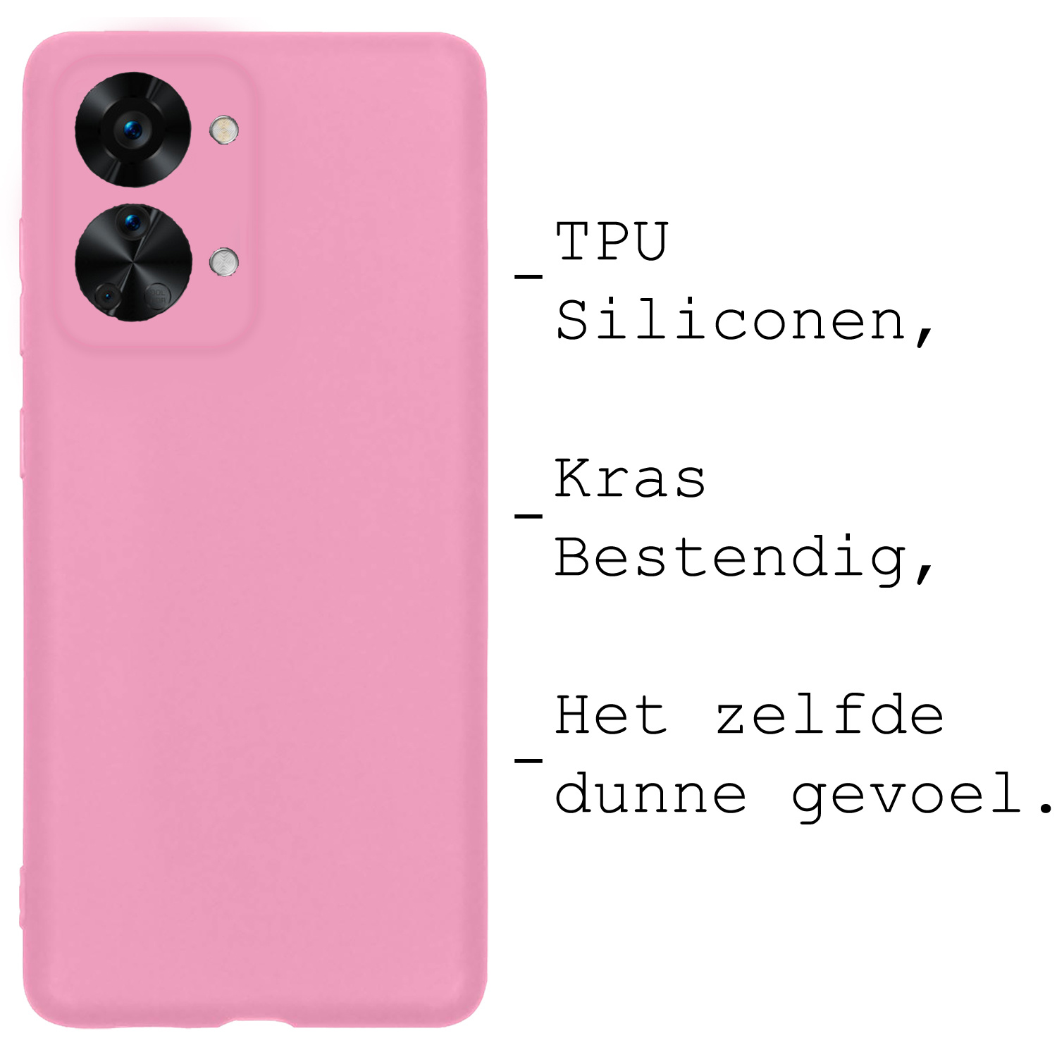 BASEY. Hoes Geschikt voor OnePlus Nord 2T Hoesje Siliconen Back Cover Case - Hoesje Geschikt voor OnePlus Nord 2T Hoes Cover Hoesje - Lichtroze - 2 Stuks