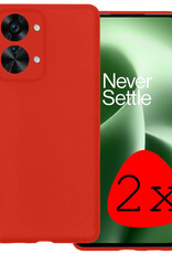 BASEY. Hoes Geschikt voor OnePlus Nord 2T Hoesje Siliconen Back Cover Case - Hoesje Geschikt voor OnePlus Nord 2T Hoes Cover Hoesje - Rood - 2 Stuks
