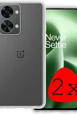 BASEY. Hoes Geschikt voor OnePlus Nord 2T Hoesje Siliconen Back Cover Case - Hoesje Geschikt voor OnePlus Nord 2T Hoes Cover Hoesje - Transparant - 2 Stuks