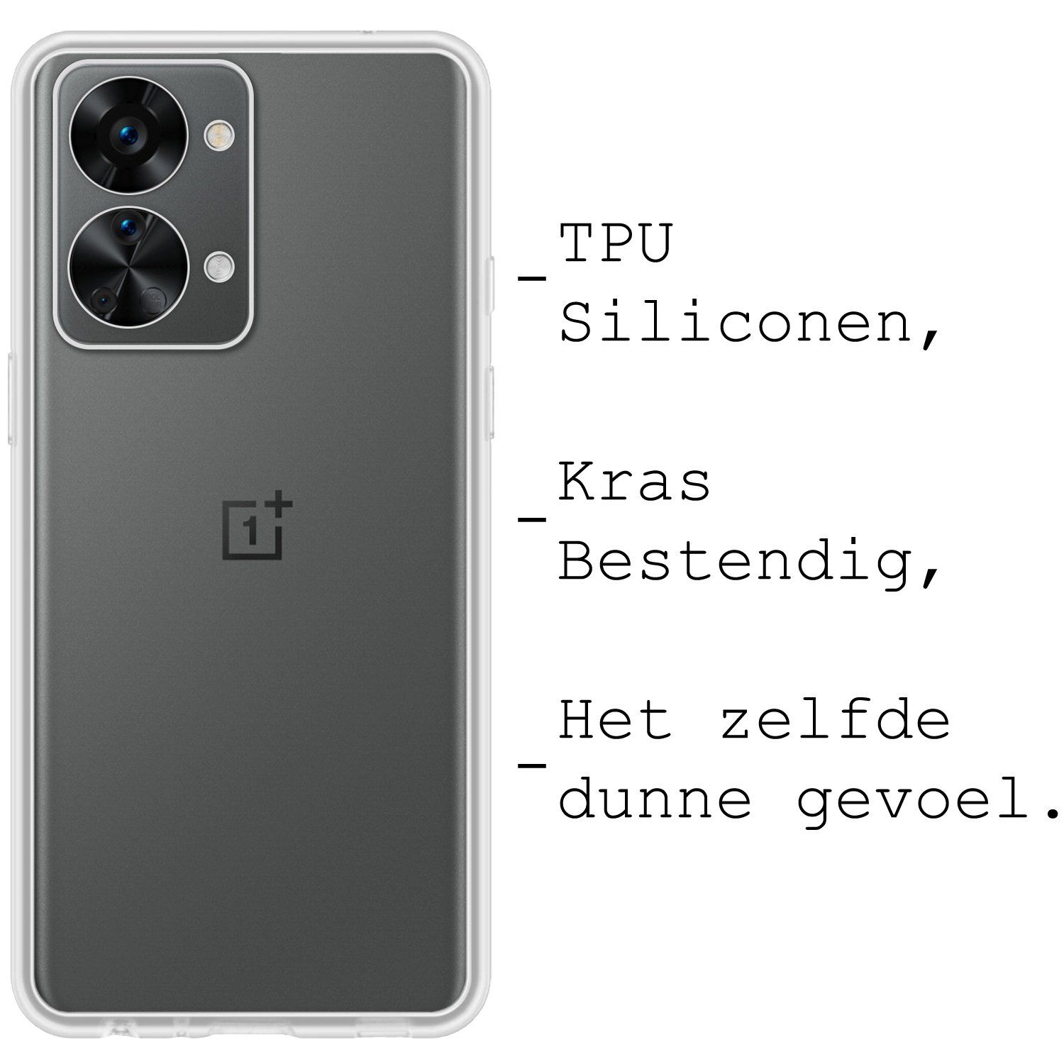 BASEY. Hoes Geschikt voor OnePlus Nord 2T Hoesje Siliconen Back Cover Case - Hoesje Geschikt voor OnePlus Nord 2T Hoes Cover Hoesje - Transparant - 2 Stuks