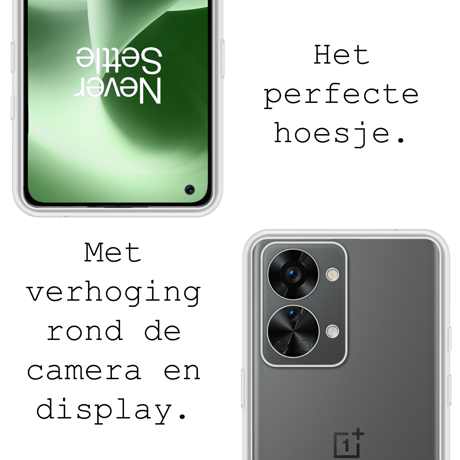 BASEY. Hoes Geschikt voor OnePlus Nord 2T Hoesje Siliconen Back Cover Case - Hoesje Geschikt voor OnePlus Nord 2T Hoes Cover Hoesje - Transparant - 2 Stuks