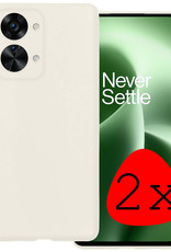 BASEY. Hoes Geschikt voor OnePlus Nord 2T Hoesje Siliconen Back Cover Case - Hoesje Geschikt voor OnePlus Nord 2T Hoes Cover Hoesje - Wit - 2 Stuks