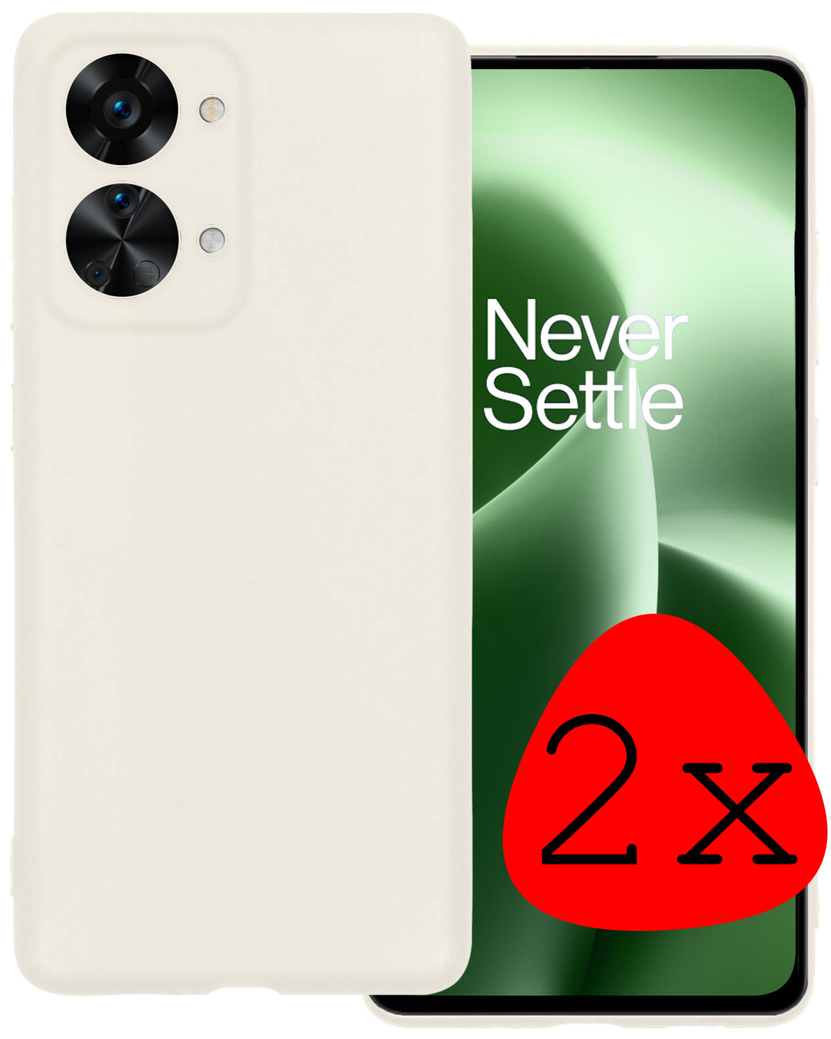 BASEY. Hoes Geschikt voor OnePlus Nord 2T Hoesje Siliconen Back Cover Case - Hoesje Geschikt voor OnePlus Nord 2T Hoes Cover Hoesje - Wit - 2 Stuks