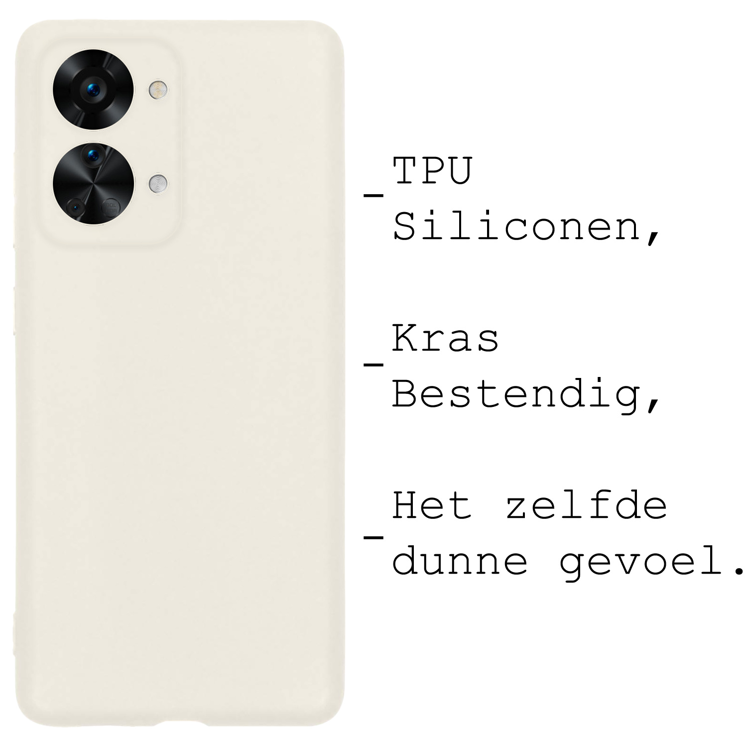 BASEY. Hoes Geschikt voor OnePlus Nord 2T Hoesje Siliconen Back Cover Case - Hoesje Geschikt voor OnePlus Nord 2T Hoes Cover Hoesje - Wit - 2 Stuks