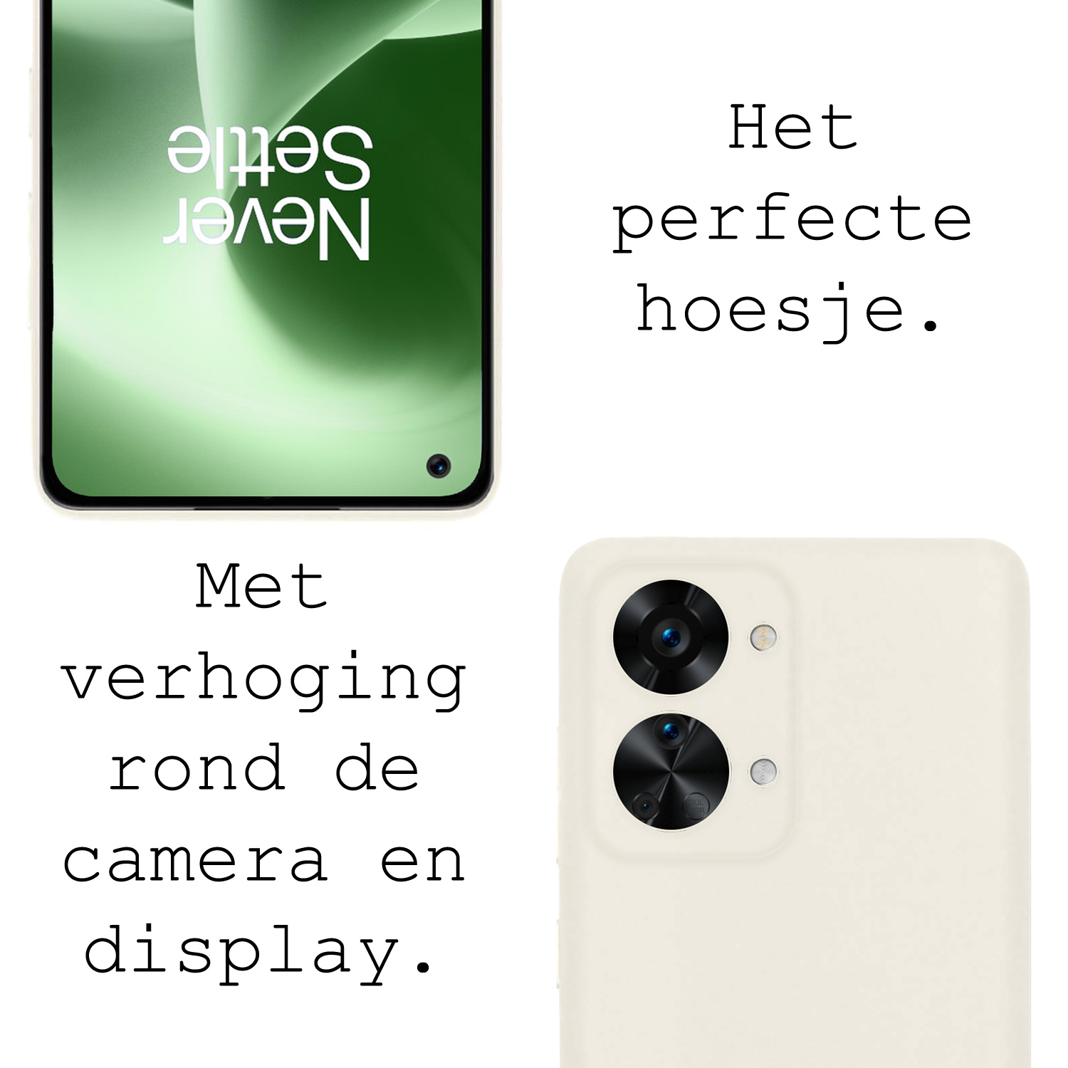 BASEY. Hoes Geschikt voor OnePlus Nord 2T Hoesje Siliconen Back Cover Case - Hoesje Geschikt voor OnePlus Nord 2T Hoes Cover Hoesje - Wit - 2 Stuks