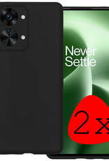 BASEY. Hoes Geschikt voor OnePlus Nord 2T Hoesje Siliconen Back Cover Case - Hoesje Geschikt voor OnePlus Nord 2T Hoes Cover Hoesje - Zwart - 2 Stuks