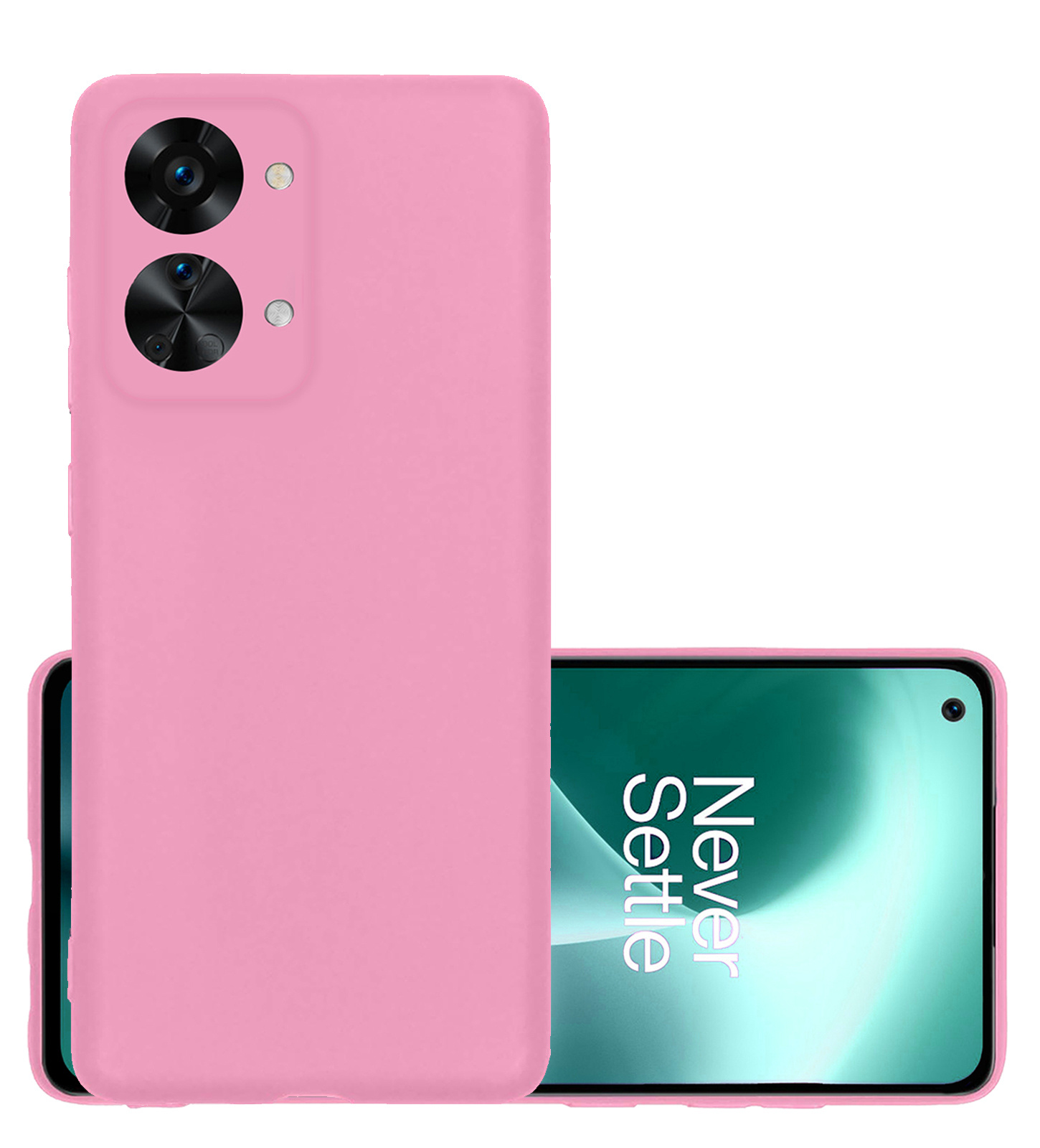 NoXx Hoes Geschikt voor OnePlus Nord 2T Hoesje Cover Siliconen Back Case Hoes - Lichtroze