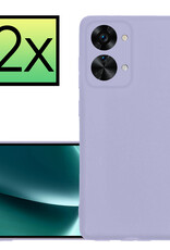 NoXx Hoes Geschikt voor OnePlus Nord 2T Hoesje Cover Siliconen Back Case Hoes - Lila - 2x