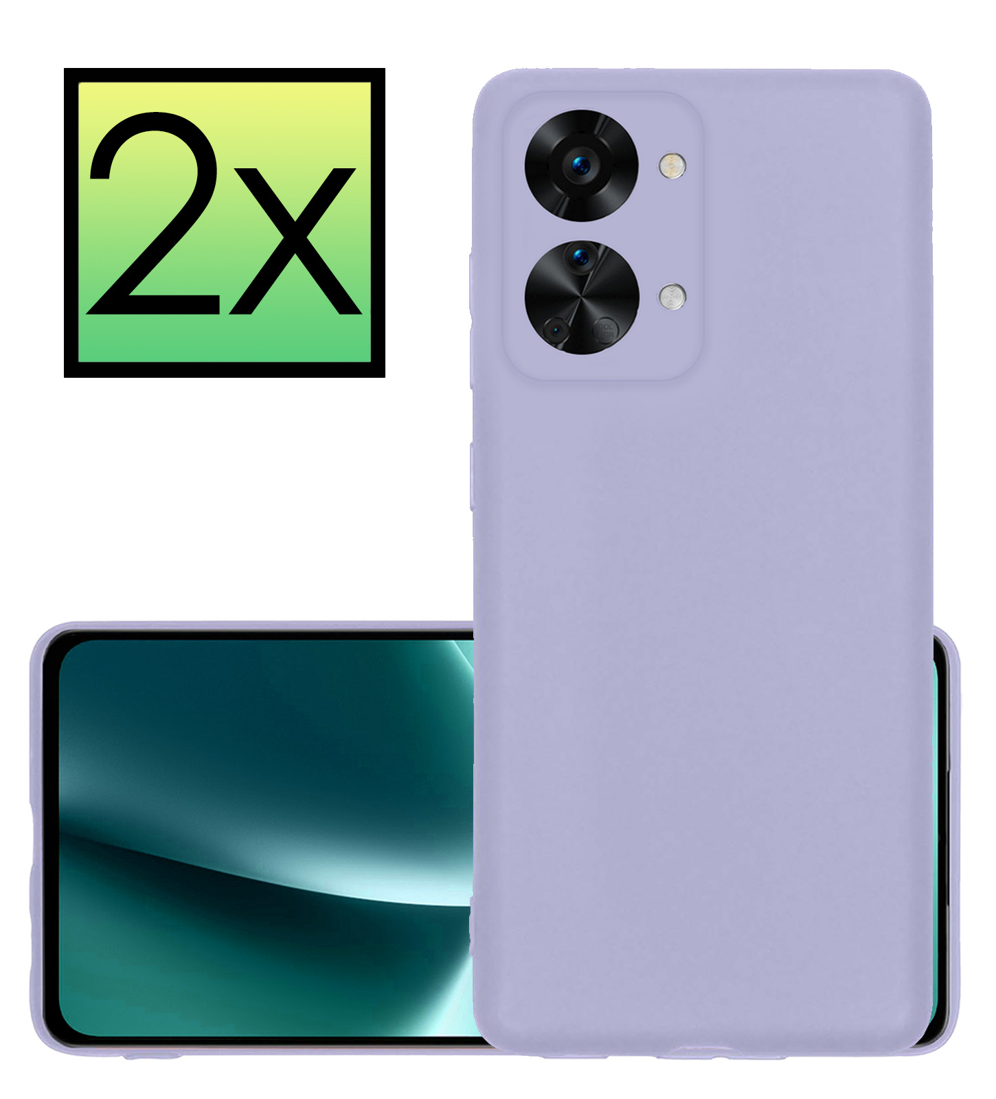 NoXx Hoes Geschikt voor OnePlus Nord 2T Hoesje Cover Siliconen Back Case Hoes - Lila - 2x