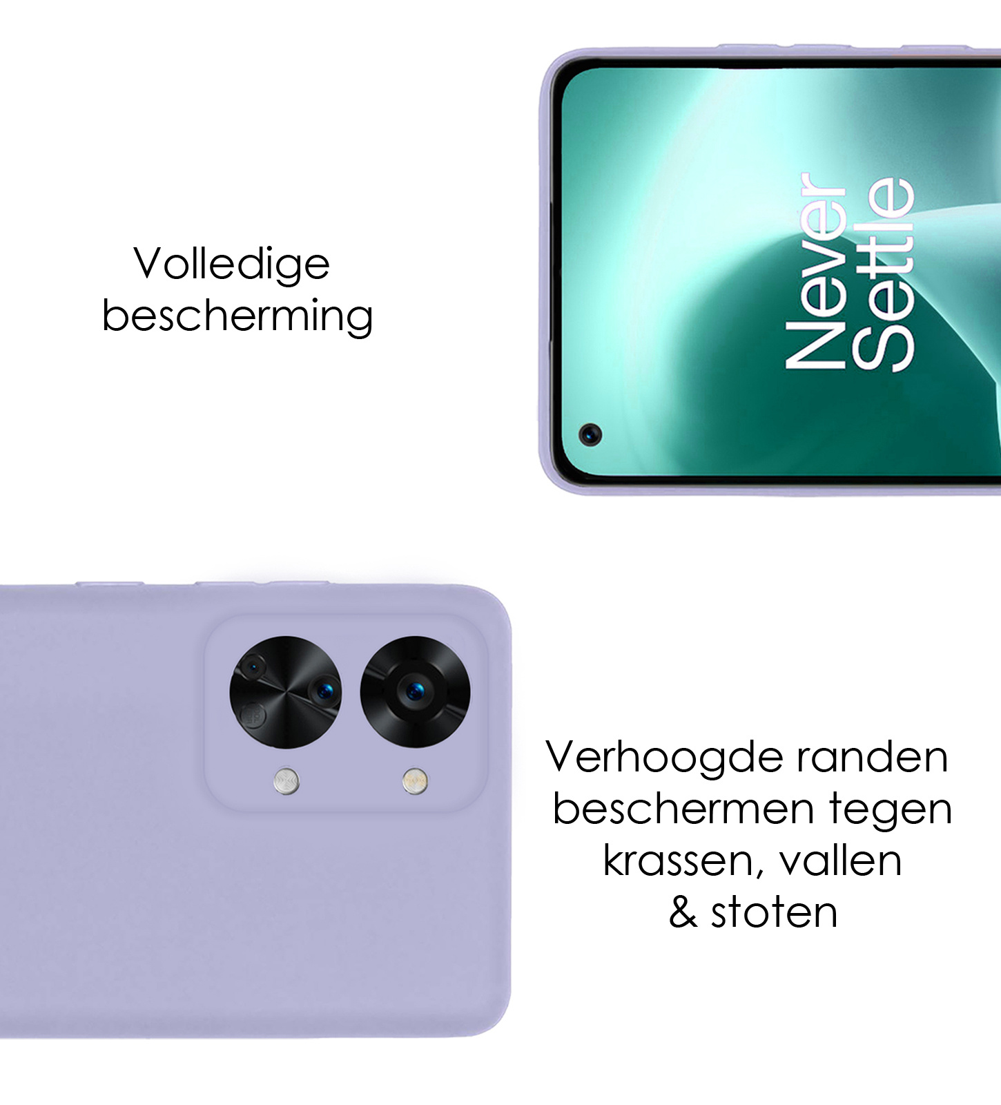 NoXx Hoes Geschikt voor OnePlus Nord 2T Hoesje Cover Siliconen Back Case Hoes - Lila - 2x