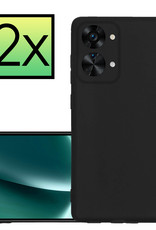 NoXx Hoes Geschikt voor OnePlus Nord 2T Hoesje Cover Siliconen Back Case Hoes - Zwart - 2x