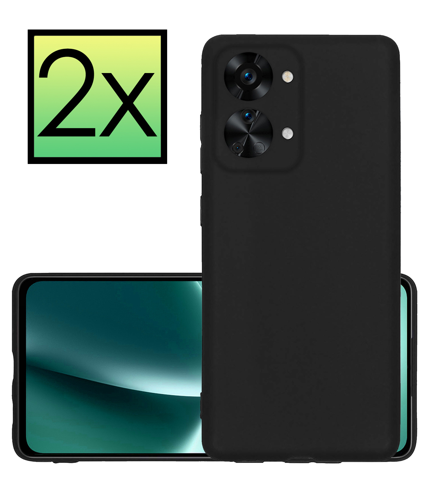 NoXx Hoes Geschikt voor OnePlus Nord 2T Hoesje Cover Siliconen Back Case Hoes - Zwart - 2x