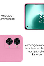 NoXx Hoes Geschikt voor OnePlus Nord 2T Hoesje Cover Siliconen Back Case Hoes - Lichtroze - 2x