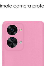 NoXx Hoes Geschikt voor OnePlus Nord 2T Hoesje Cover Siliconen Back Case Hoes - Lichtroze - 2x