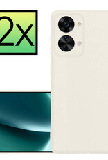 NoXx Hoes Geschikt voor OnePlus Nord 2T Hoesje Cover Siliconen Back Case Hoes - Wit - 2x