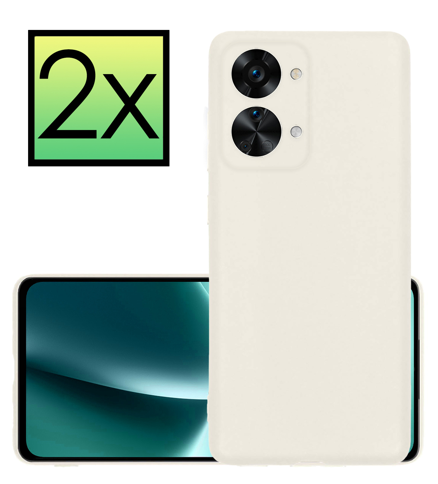 NoXx Hoes Geschikt voor OnePlus Nord 2T Hoesje Cover Siliconen Back Case Hoes - Wit - 2x
